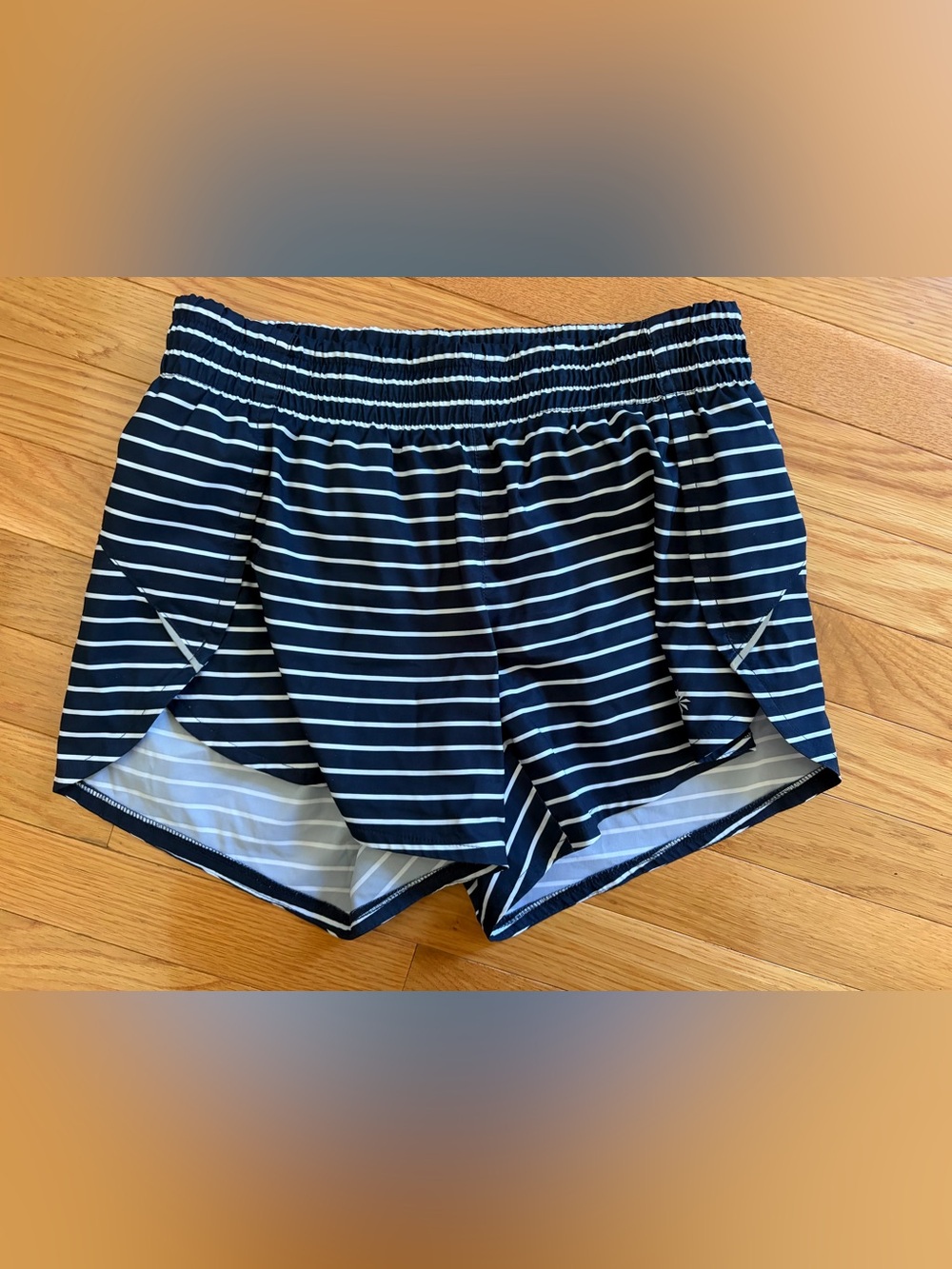 Athleta Navy and White Striped Women’s Athletic Shorts